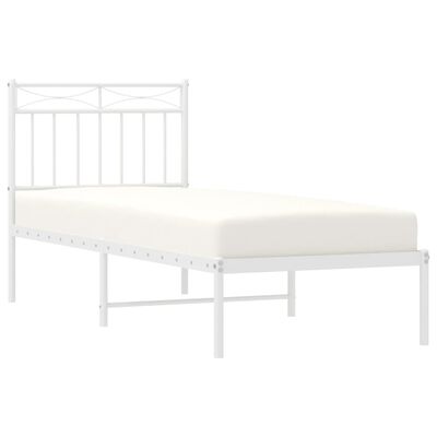 vidaXL Cadre de lit métal sans matelas avec tête de lit blanc 75x190cm