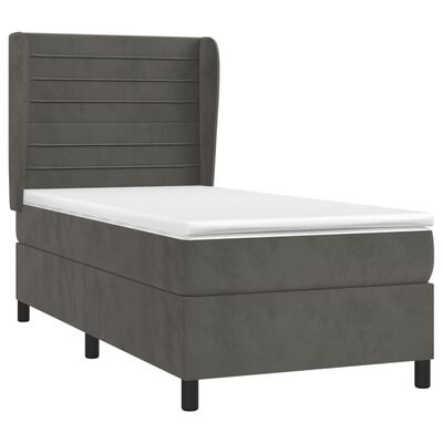 vidaXL Sommier à lattes de lit et matelas Gris foncé 80x200 cm Velours