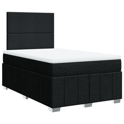 vidaXL Sommier à lattes de lit avec matelas Noir 120x200 cm Tissu