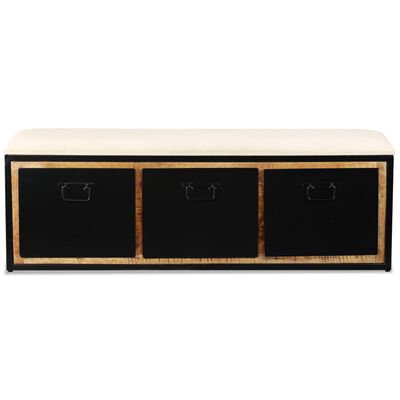 vidaXL Banc de rangement avec 3 tiroirs Bois de manguier 120x30x40 cm