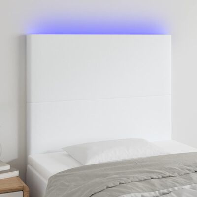 vidaXL Tête de lit à LED Blanc 100x5x118/128 cm Similicuir