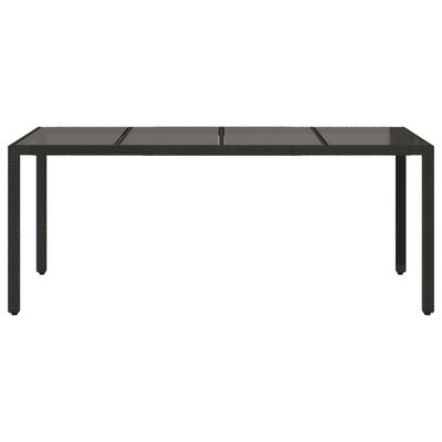 vidaXL Table de jardin dessus en verre Noir 90x90x75 cm Résine tressée