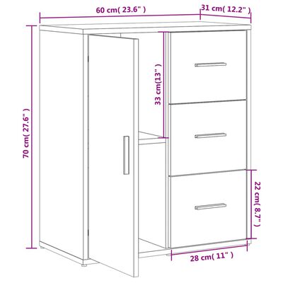 vidaXL Buffets 2 pcs blanc 60x31x70 cm bois d'ingénierie