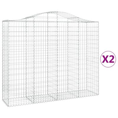 vidaXL Paniers à gabions arqués 2 pcs 200x50x160/180 cm Fer galvanisé