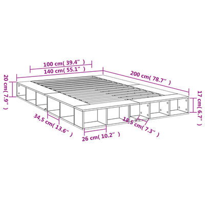 vidaXL Cadre de lit sans matelas chêne fumé 140x200 cm