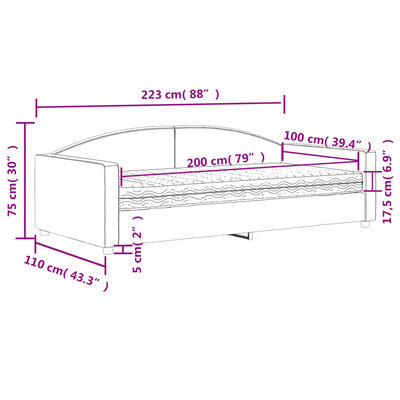 vidaXL Lit de jour avec matelas crème 100x200 cm tissu