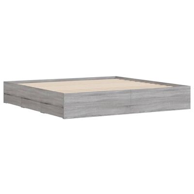 vidaXL Cadre de lit et tiroirs sonoma gris 200x200cm bois d'ingénierie