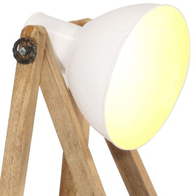 vidaXL Lampadaires 3 pcs Blanc E27 Bois de manguier massif