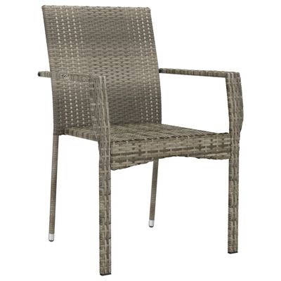 vidaXL Chaises de jardin avec coussins lot de 4 Résine tressée Gris