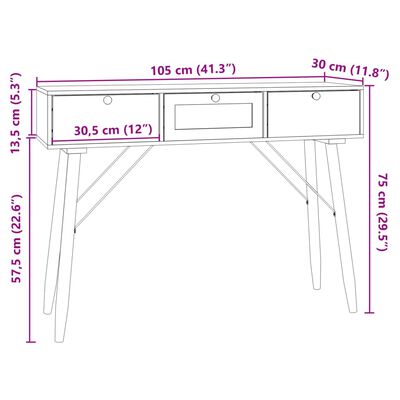 vidaXL Table console avec tiroirs 105x30x75 cm bois d'ingénierie