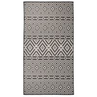 vidaXL Tapis à tissage plat d'extérieur 80x150 cm Rayures noires