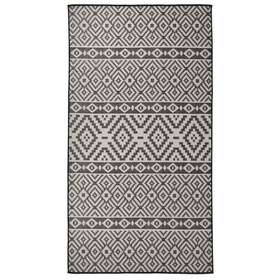 vidaXL Tapis à tissage plat d'extérieur 80x150 cm Rayures noires