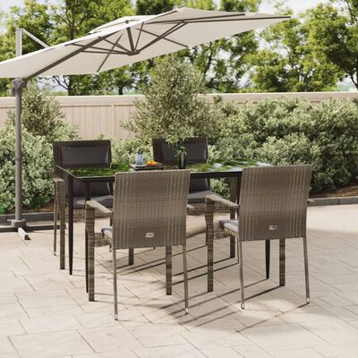 vidaXL Ensemble à manger de jardin coussins 5 pcs noir et gris