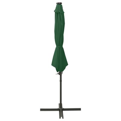 vidaXL Parasol de jardin en porte-à-faux et mât et lumières LED vert