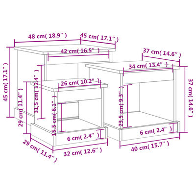 vidaXL Tables basses 3 pcs noir bois d'ingénierie