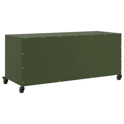 vidaXL Meuble TV vert olive 100,5x39x43,5 cm acier