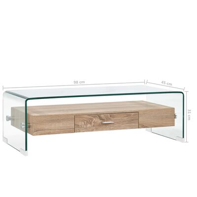 vidaXL Table basse Clair 98x45x31 cm Verre trempé