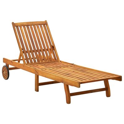 vidaXL Chaise longue de jardin avec coussin Bois d'acacia solide