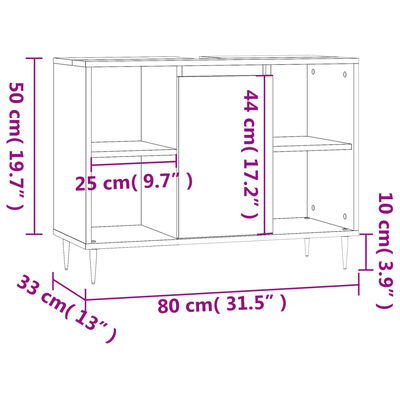 vidaXL Armoire de salle de bain blanc 80x33x60 cm bois d'ingénierie