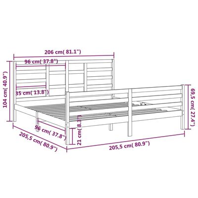 vidaXL Cadre de lit sans matelas bois massif 200x200 cm