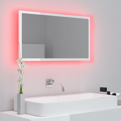 vidaXL Miroir à LED de bain Blanc brillant 80x8,5x37 cm Acrylique