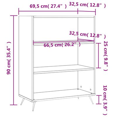 vidaXL Bibliothèque blanc brillant 69,5x32,5x90 cm bois d'ingénierie