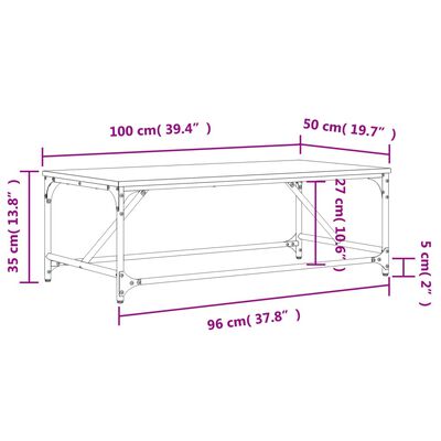 vidaXL Table basse Chêne marron 100x50x35 cm Bois d'ingénierie