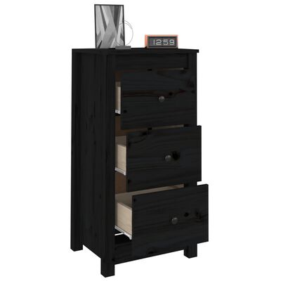 vidaXL Buffet noir 40x35x80 cm bois massif de pin