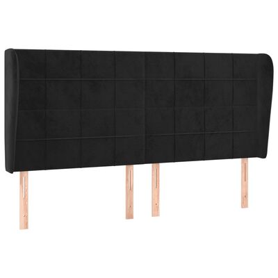 vidaXL Tête de lit avec oreilles Noir 203x23x118/128 cm Velours