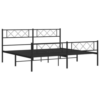 vidaXL Cadre de lit métal sans matelas avec pied de lit noir 200x200cm