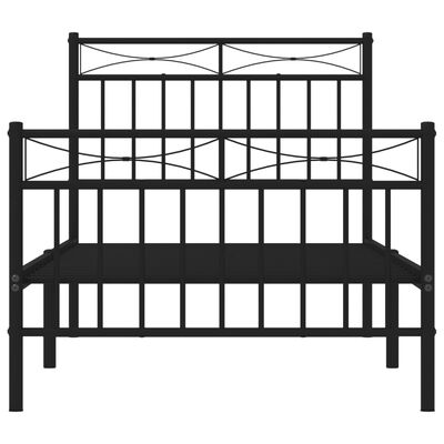 vidaXL Cadre de lit métal sans matelas avec pied de lit noir 90x190 cm