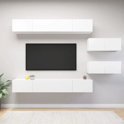 vidaXL Ensemble de meubles TV 6 pcs Blanc Bois d'ingénierie