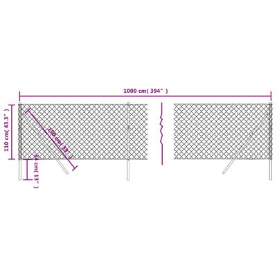 vidaXL Clôture à mailles losangées anthracite 1,1x10 m