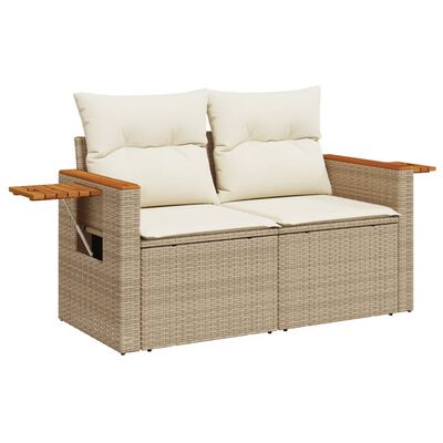 vidaXL Salon de jardin avec coussins 7 pcs beige résine tressée