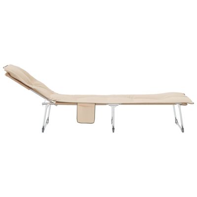 vidaXL Chaise longue pliable beige tissu