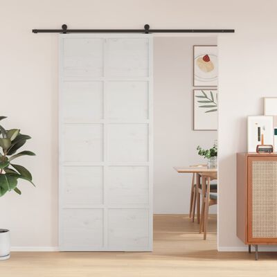 vidaXL Porte de grange blanc 90x208 cm bois massif de pin