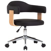 vidaXL Chaise pivotante de bureau Noir Bois courbé et similicuir