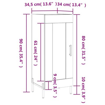 vidaXL Buffet Chêne fumé 34,5x34x90 cm Bois d'ingénierie