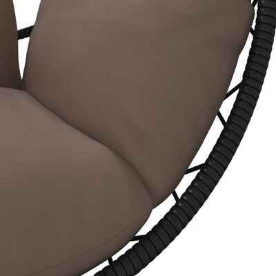 vidaXL Chaise suspendue en forme d'œuf et support taupe rotin et acier