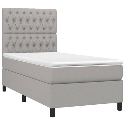 vidaXL Sommier à lattes de lit avec matelas Gris clair 90x200 cm Tissu