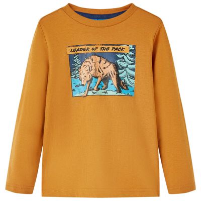 T-shirt enfants à manches longues ocre foncé 128