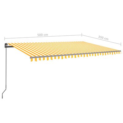 vidaXL Auvent manuel rétractable avec LED 5x3,5 m Jaune et blanc