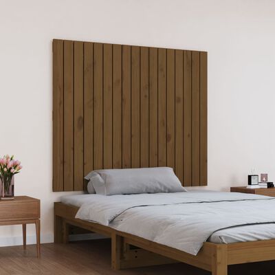 vidaXL Tête de lit murale Marron miel 108x3x90 cm Bois massif de pin