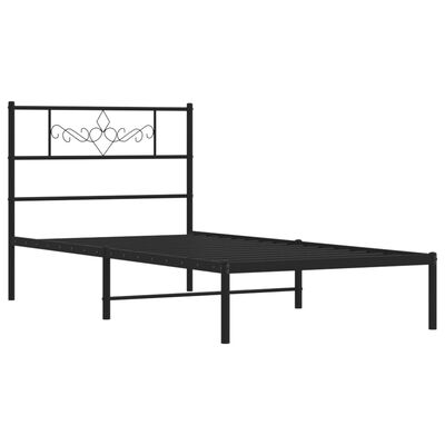 vidaXL Cadre de lit métal sans matelas avec tête de lit noir 100x200cm