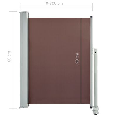 vidaXL Auvent latéral rétractable de patio 100x300 cm Marron