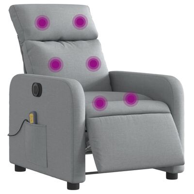 vidaXL Fauteuil de massage inclinable électrique gris clair tissu