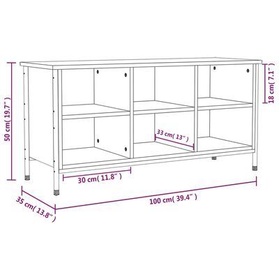 vidaXL Armoire à chaussures chêne sonoma 100x35x50cm bois d'ingénierie