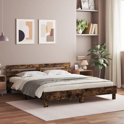 vidaXL Cadre de lit sans matelas chêne fumé 160x200 cm