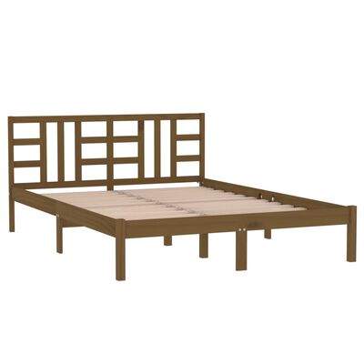 vidaXL Cadre de lit sans matelas marron miel 200x200 cm bois massif