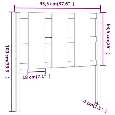 vidaXL Tête de lit Marron miel 95,5x4x100 cm Bois massif de pin